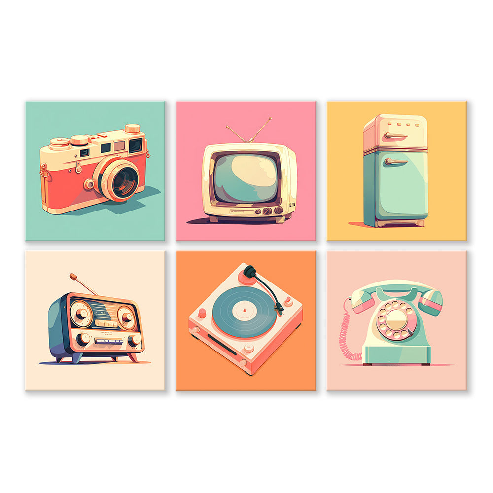 Old-Fashioned Small Appliances 6 Pieces Mini Paint by Numbers