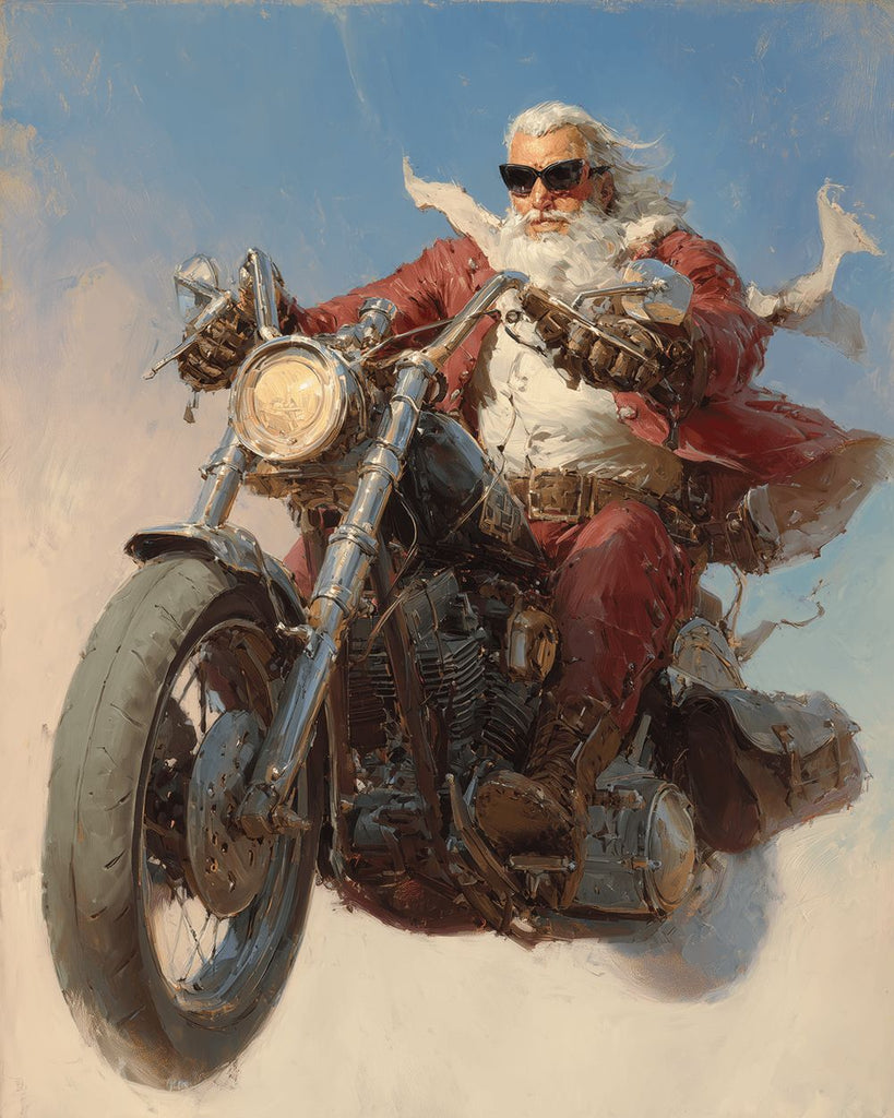 Old Man in Red Riding a Motorcycle Paint by Numbers