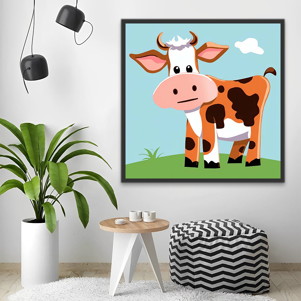 Orange Cartoon Cow Paint by Numbers for Kids