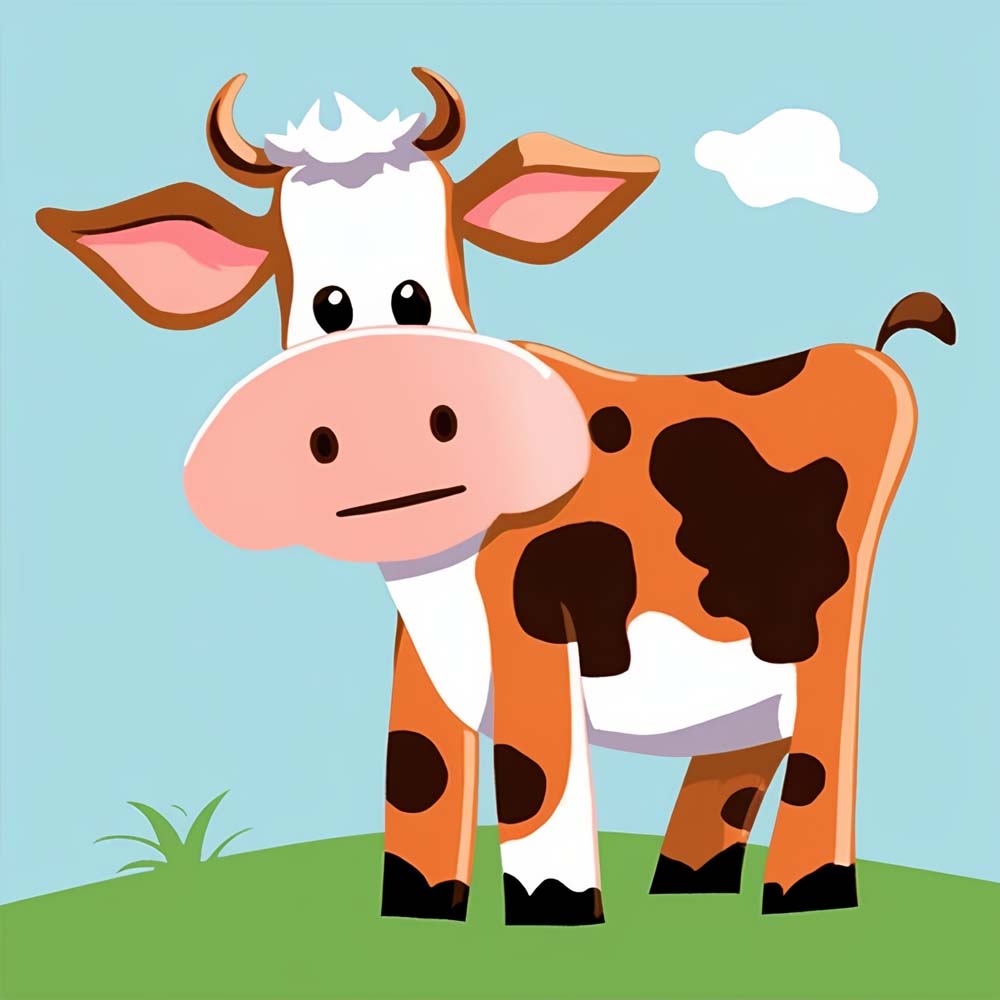 Orange Cartoon Cow Paint by Numbers for Kids