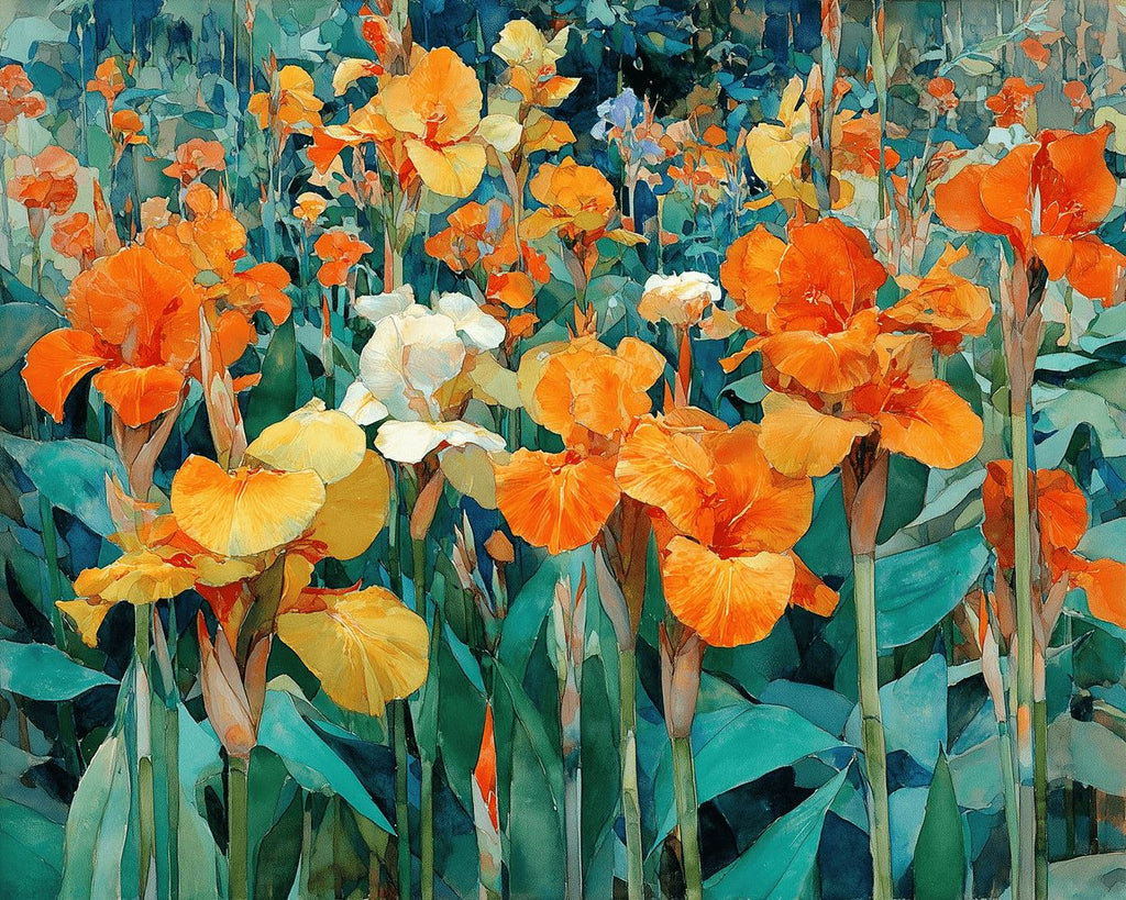 Orange Iris Bush Paint by Numbers