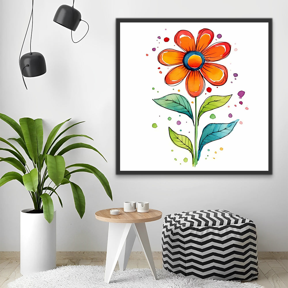 Orange Little Flower Paint by Numbers for Kids