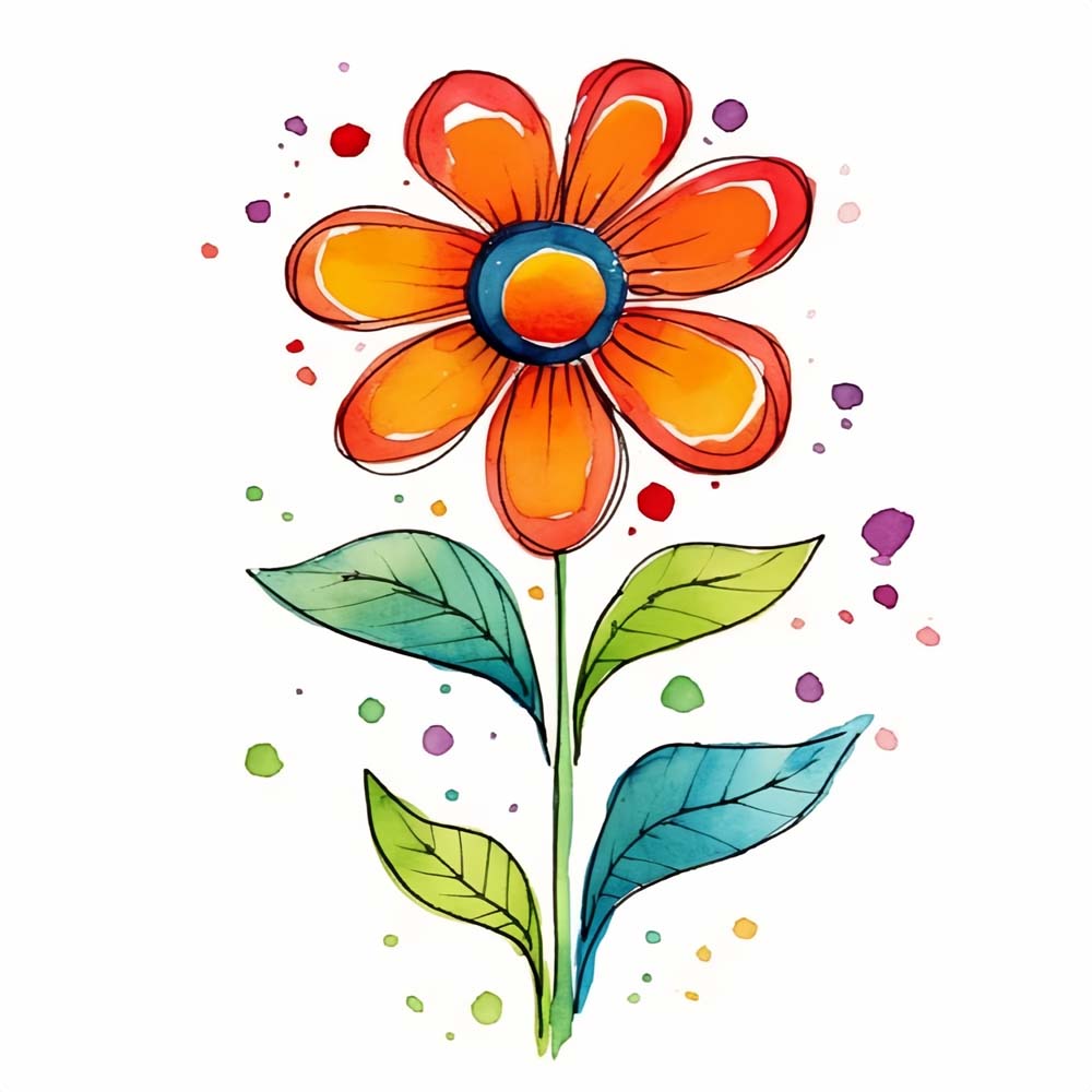 Orange Little Flower Paint by Numbers for Kids