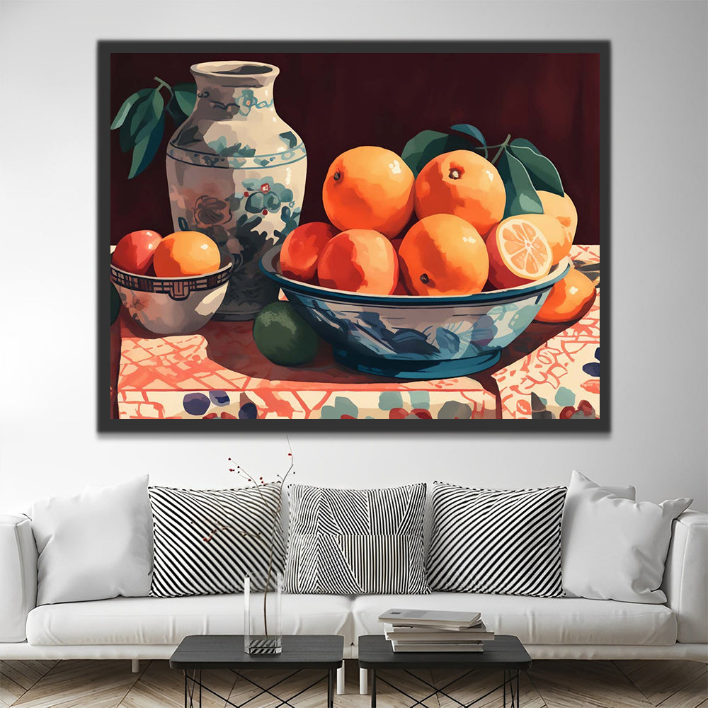 Oranges and Porcelain Vase Paint by Numbers