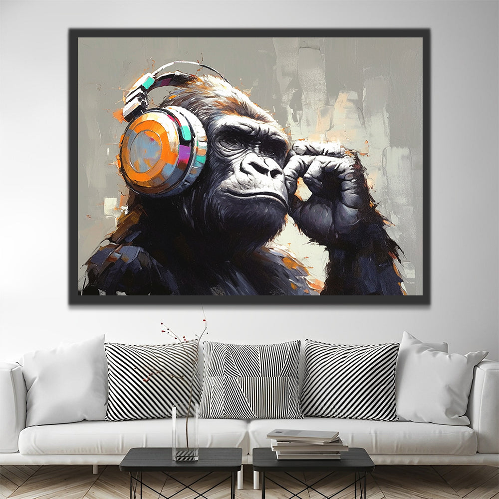 Orangutan Wearing Headphones Paint by Numbers