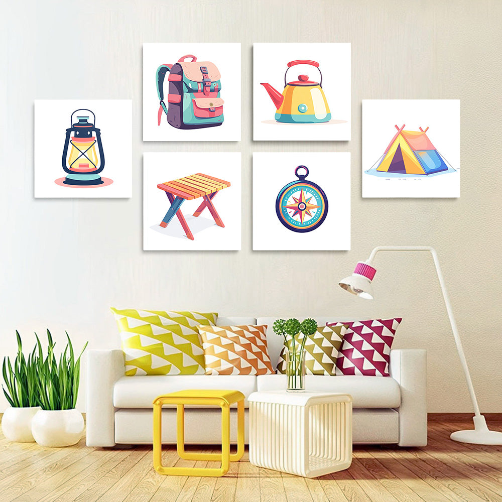 Outdoor Equipment 6 Pieces Mini Paint by Numbers