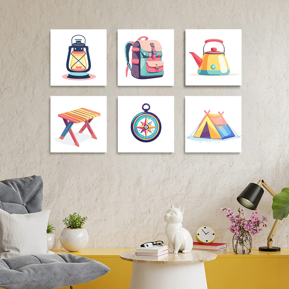 Outdoor Equipment 6 Pieces Mini Paint by Numbers