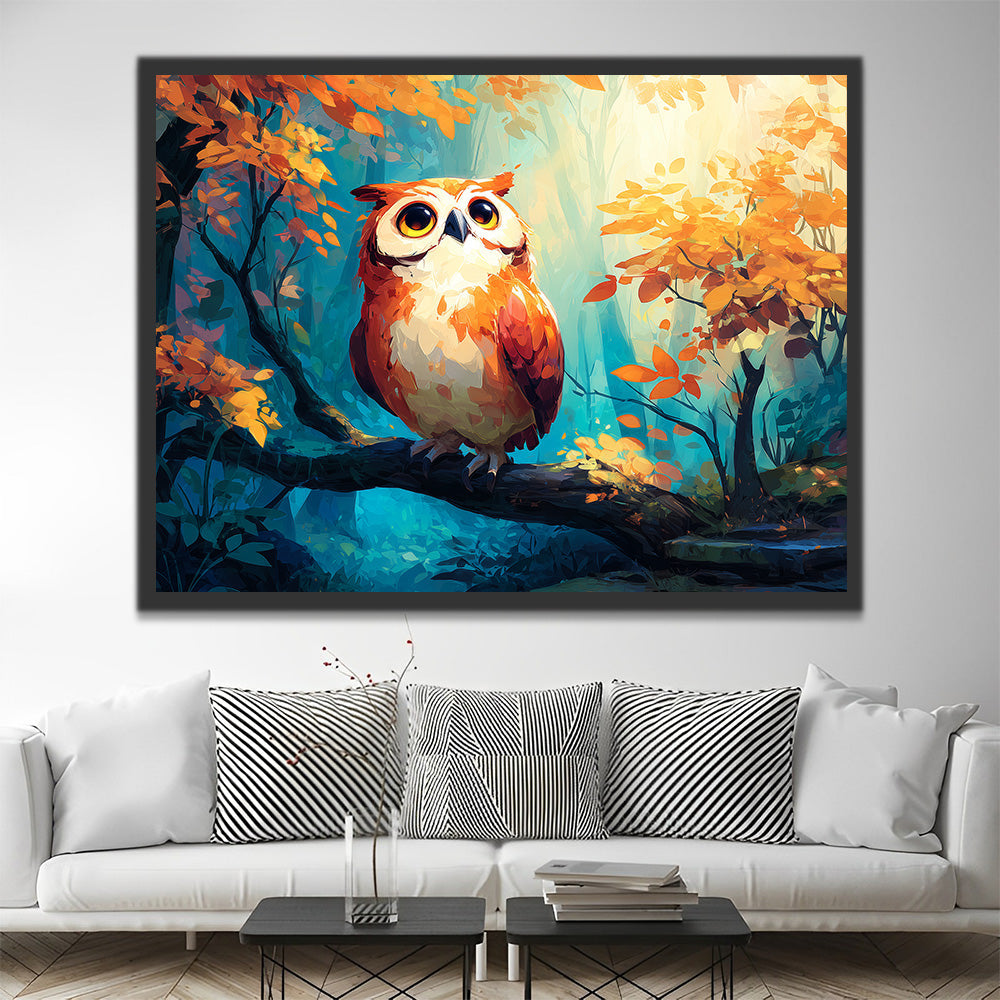 Owl in the Autumn Forest Paint by Numbers