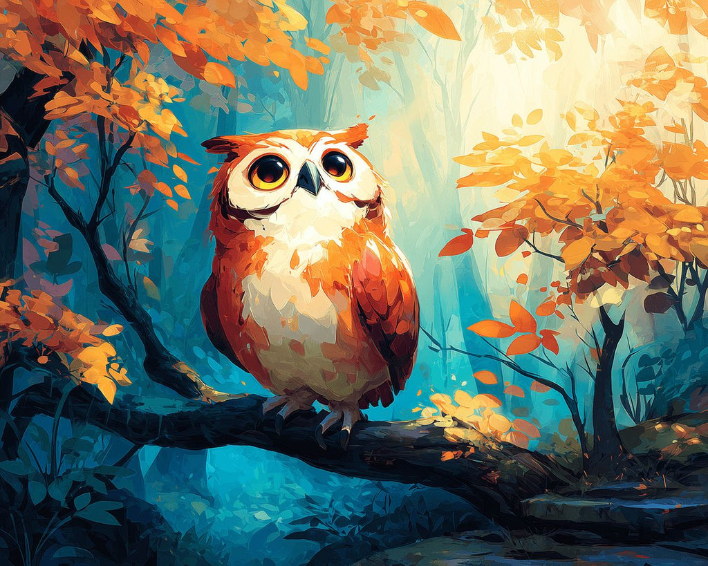 Owl in the Autumn Forest Paint by Numbers