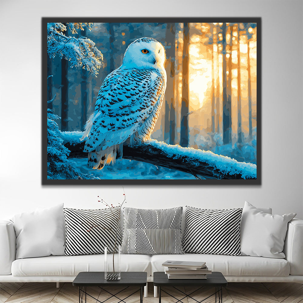 Owl in the Winter Forest Paint by Numbers