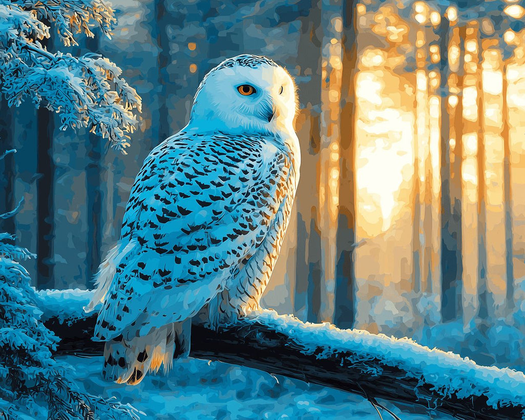 Owl in the Winter Forest Paint by Numbers