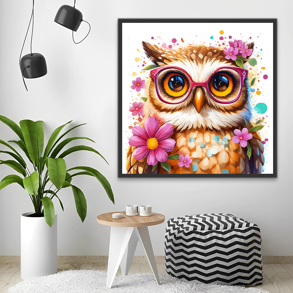 Owl with Glasses Paint by Numbers