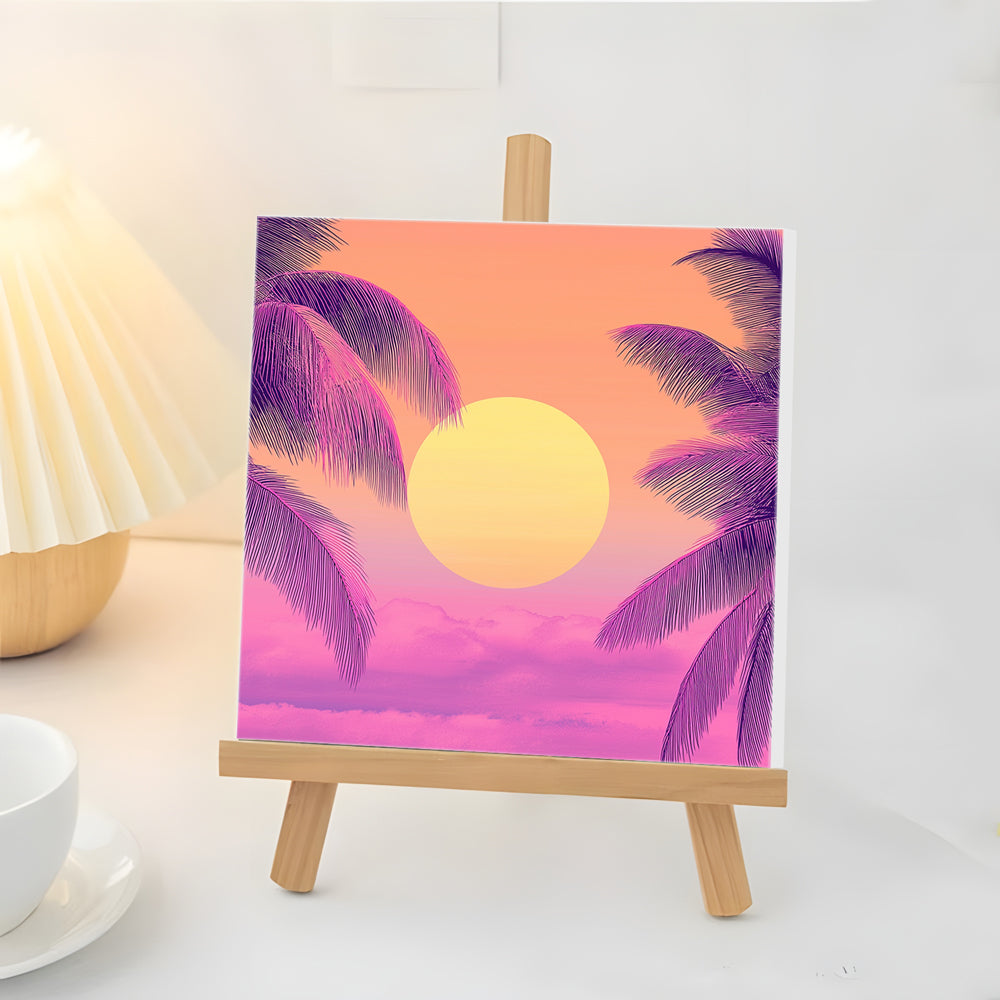 Palm Trees at Sunrise Mini Paint by Numbers