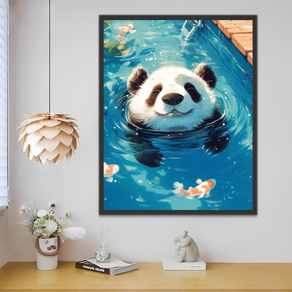 Panda in the Pool Paint by Numbers