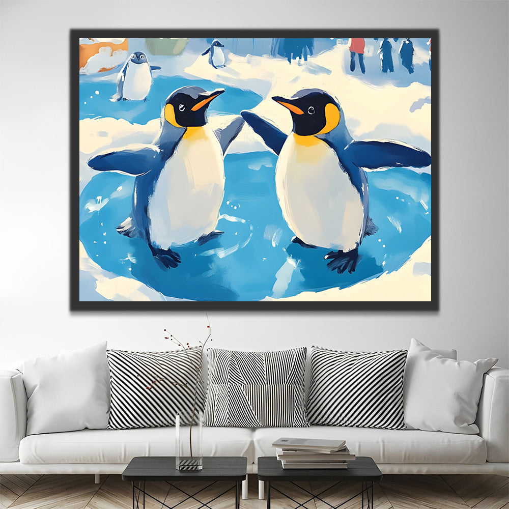 Penguins Dancing on the Ice Paint by Numbers