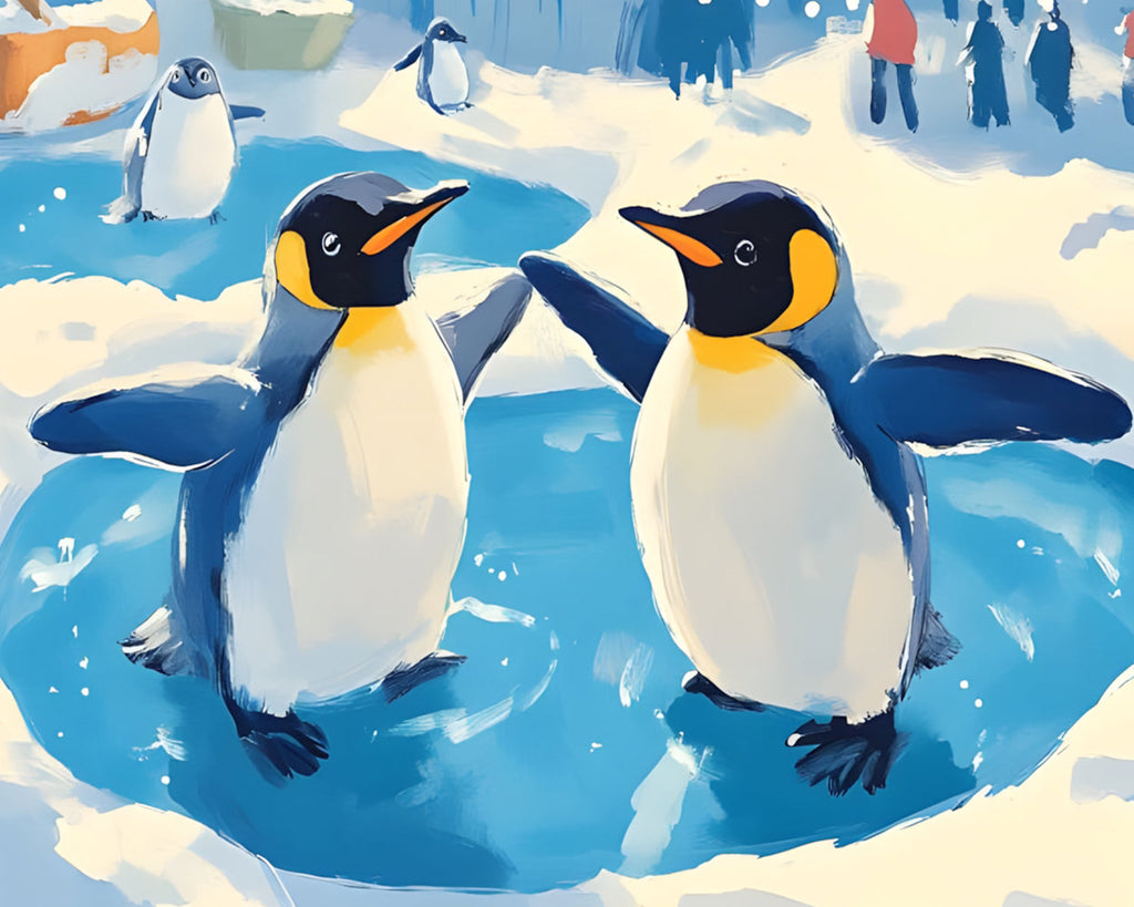 Penguins Dancing on the Ice Paint by Numbers