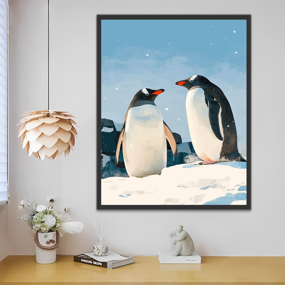 Penguins on the Ice Sheet Paint by Numbers