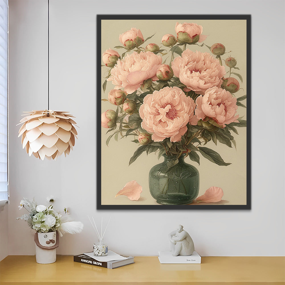 Peonies in the Vase Paint by Numbers