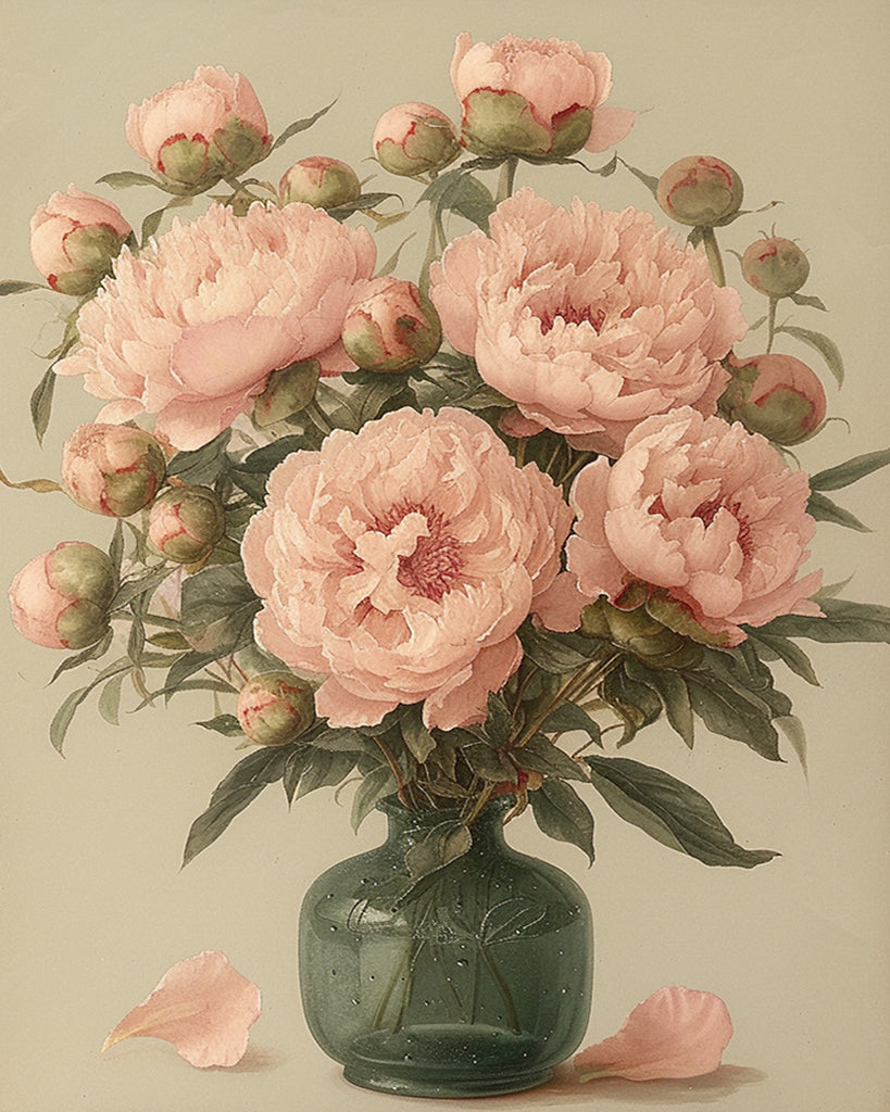 Peonies in the Vase Paint by Numbers