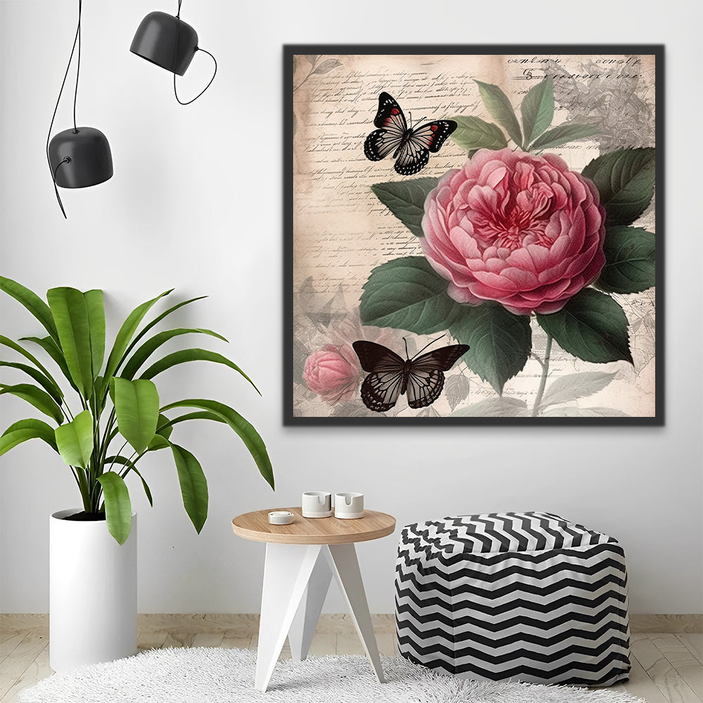 Peony and Butterflies Paint by Numbers