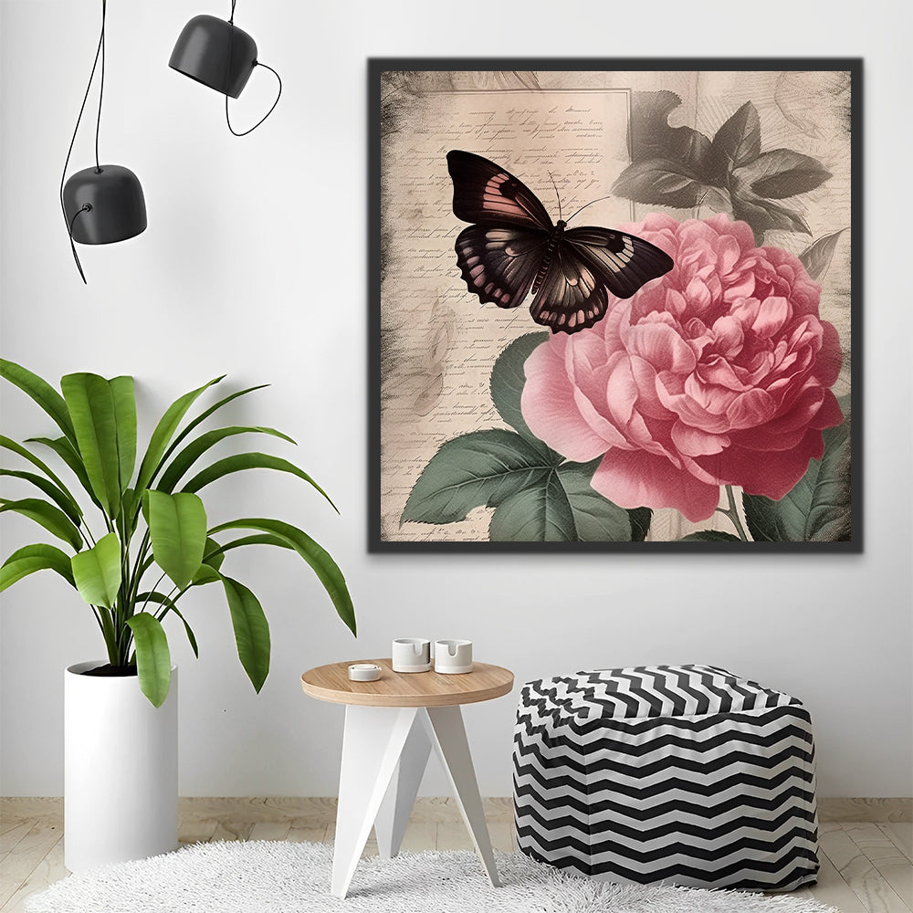 Peony and Butterfly Paint by Numbers