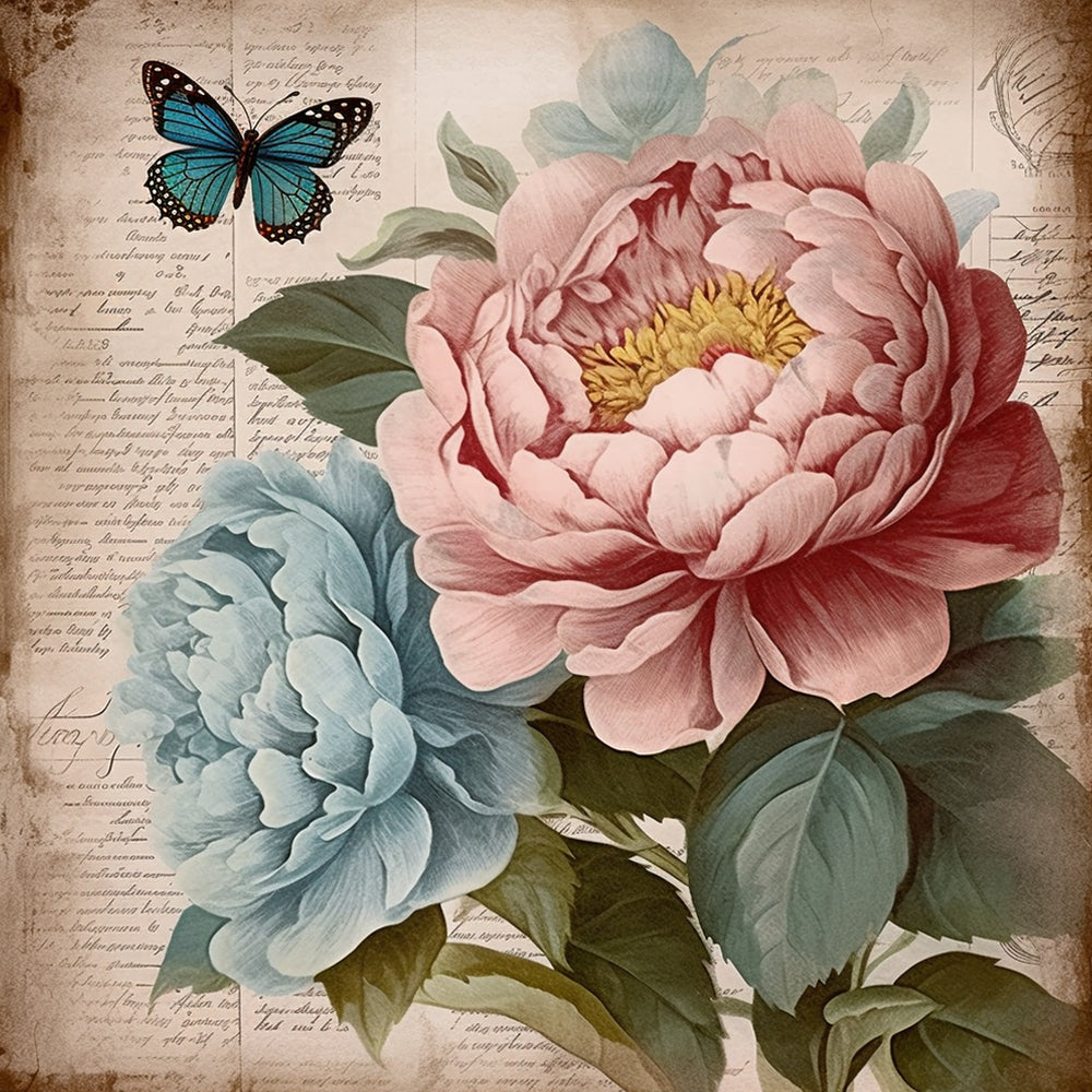 Peony and Butterfly Paint by Numbers