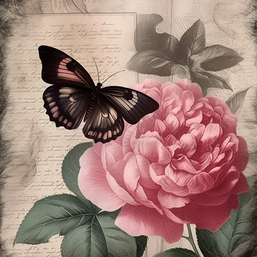 Peony and Butterfly Paint by Numbers