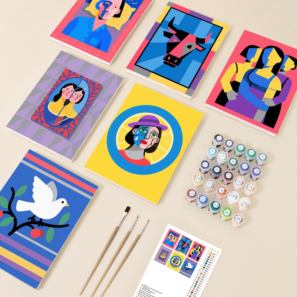 Picasso Style Cartoon Pop Art 6 Pieces Mini Paint by Numbers