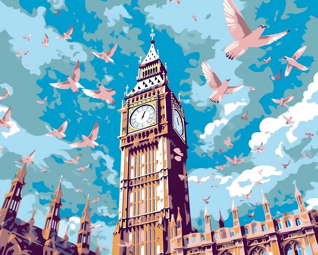 Pigeons and Big Ben Paint by Numbers