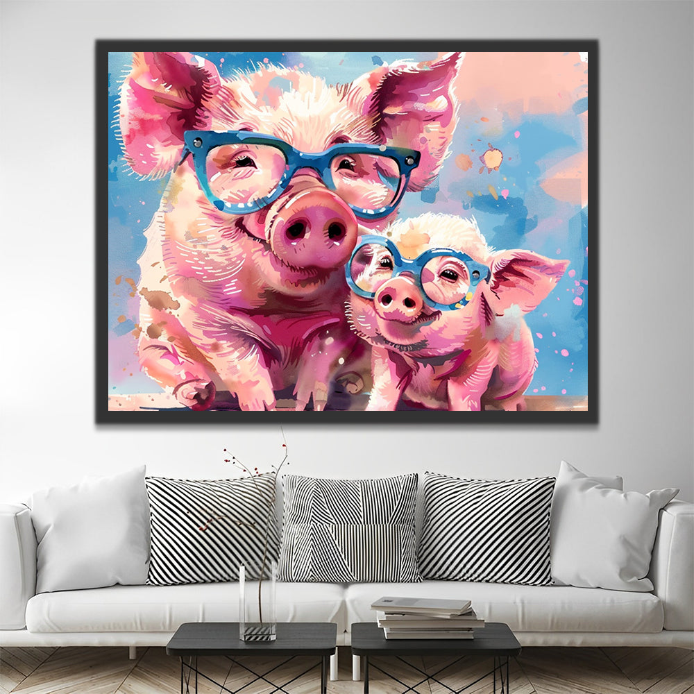 Pigs Wearing Glasses Paint by Numbers