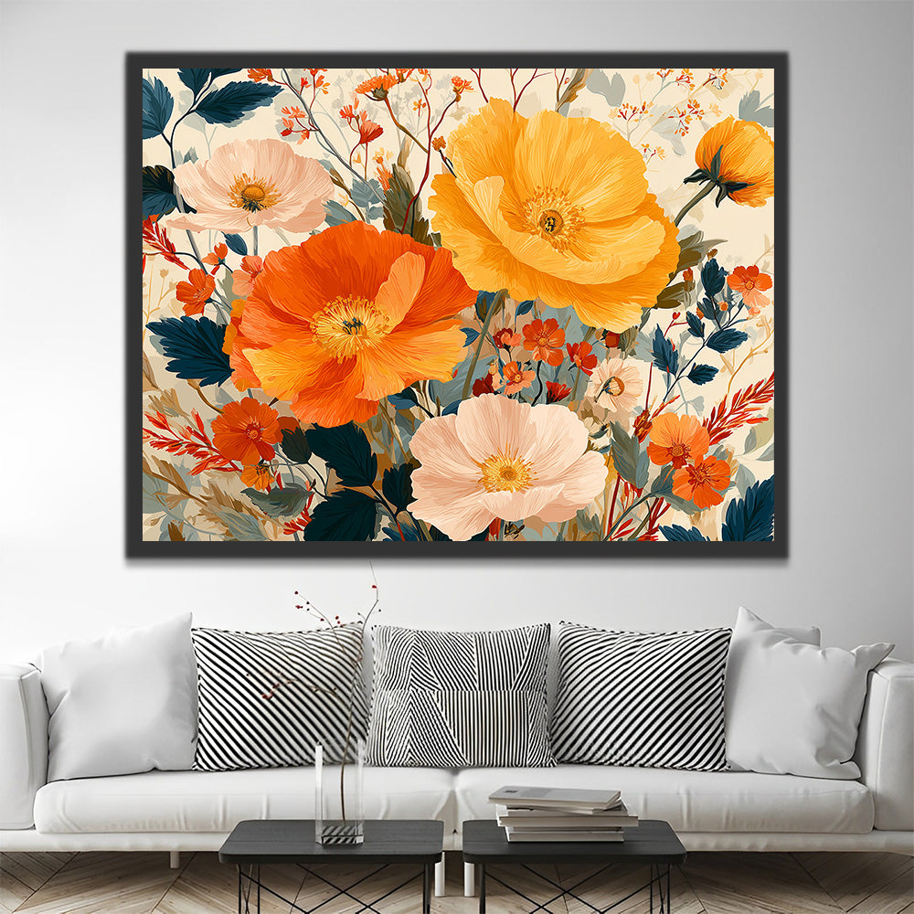 Pink and Gold Peonies Paint by Numbers
