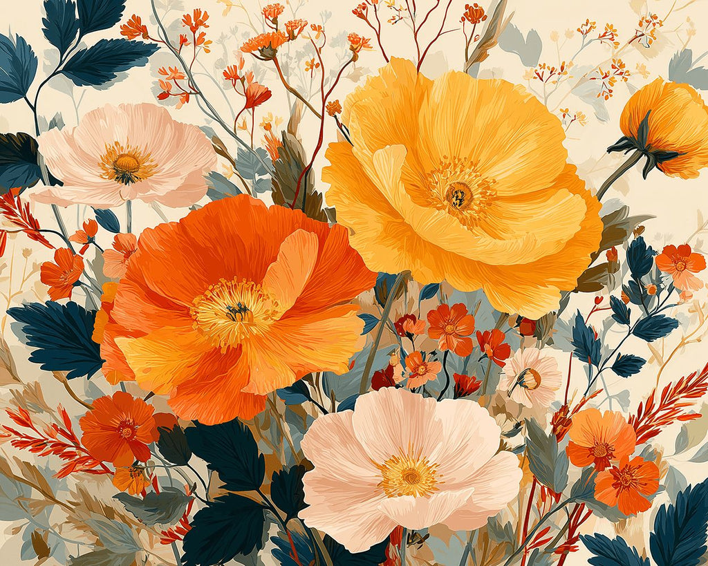 Pink and Gold Peonies Paint by Numbers