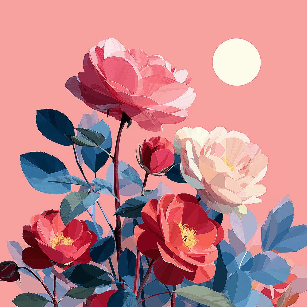 Pink and Red Roses Paint by Numbers