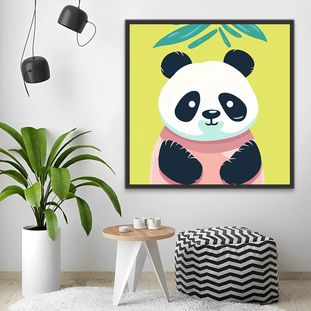 Pink Cartoon Panda Paint by Numbers for Kids