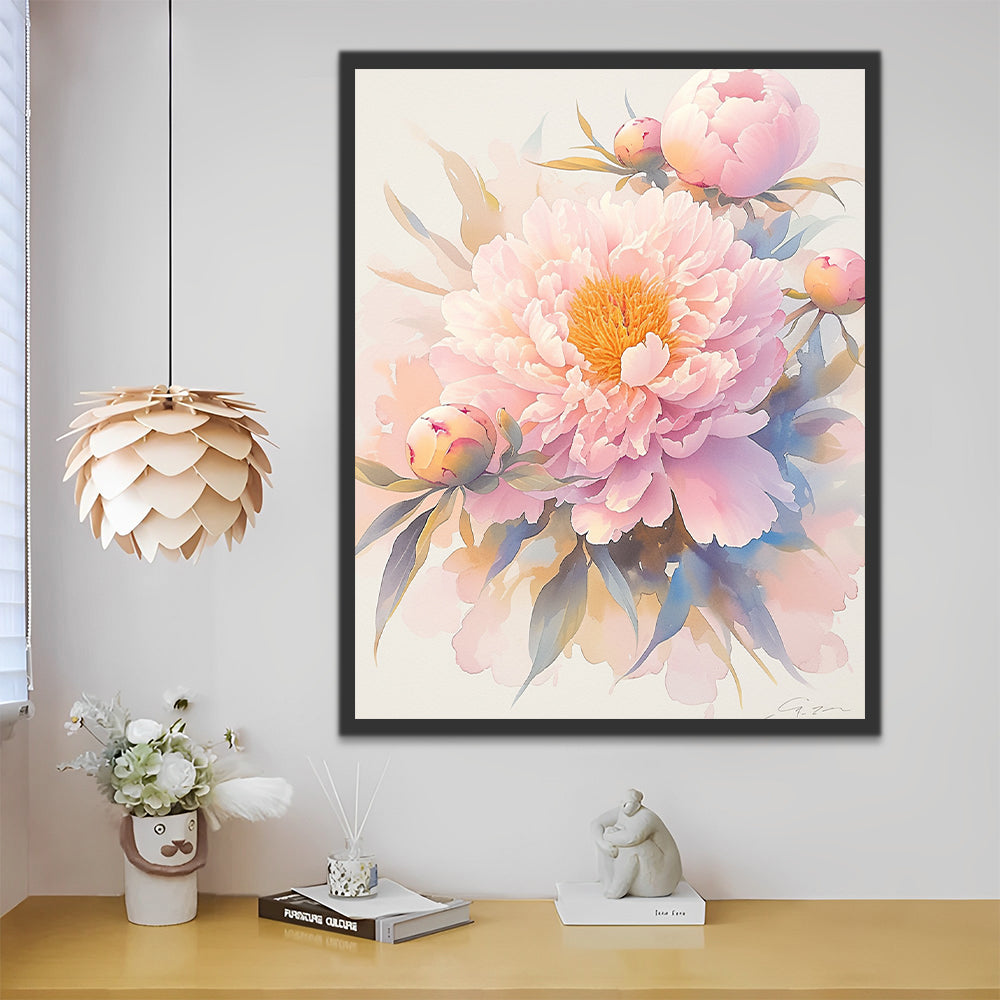 Pink Peonies Paint by Numbers