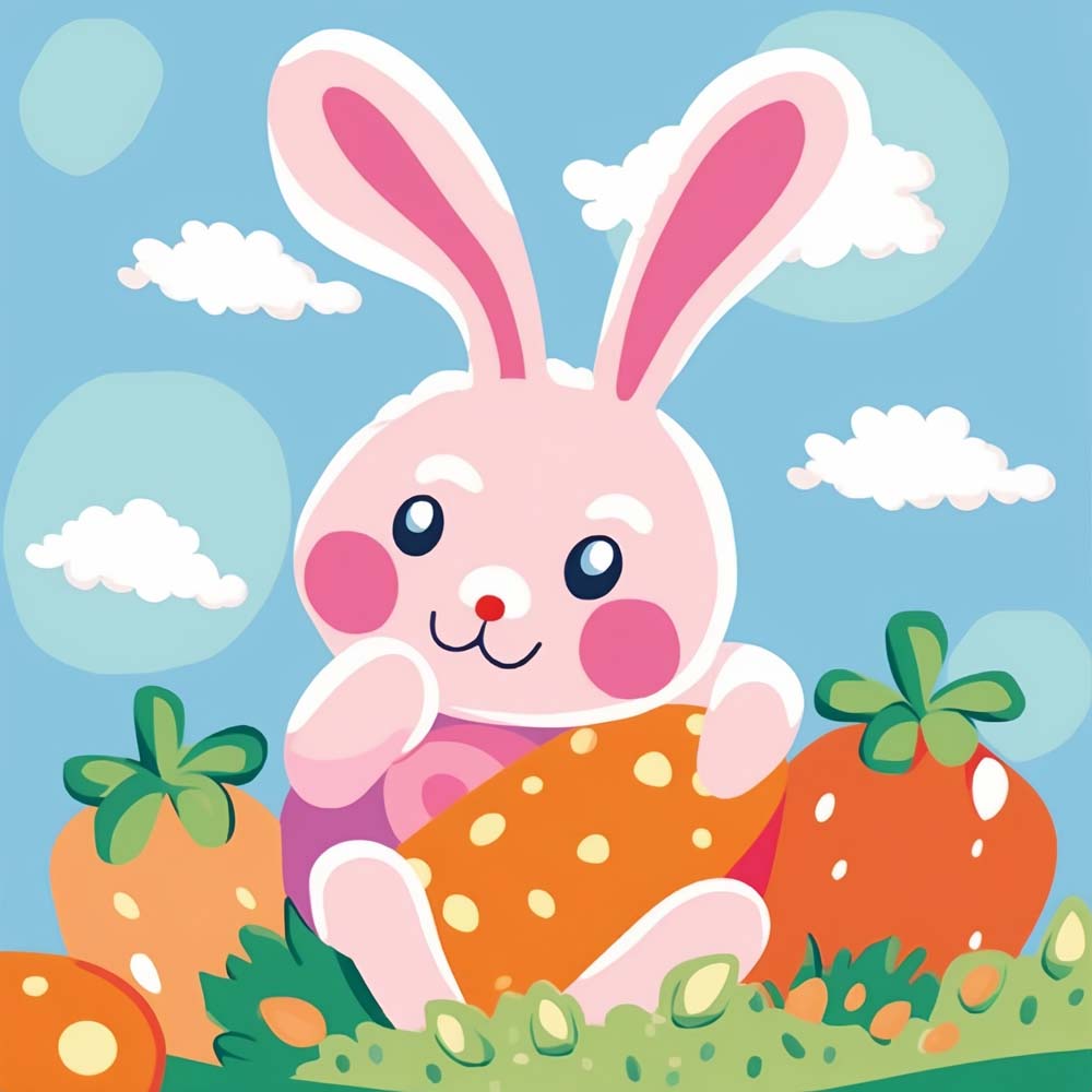 Pink Rabbit and Blue Sky Paint by Numbers for Kids