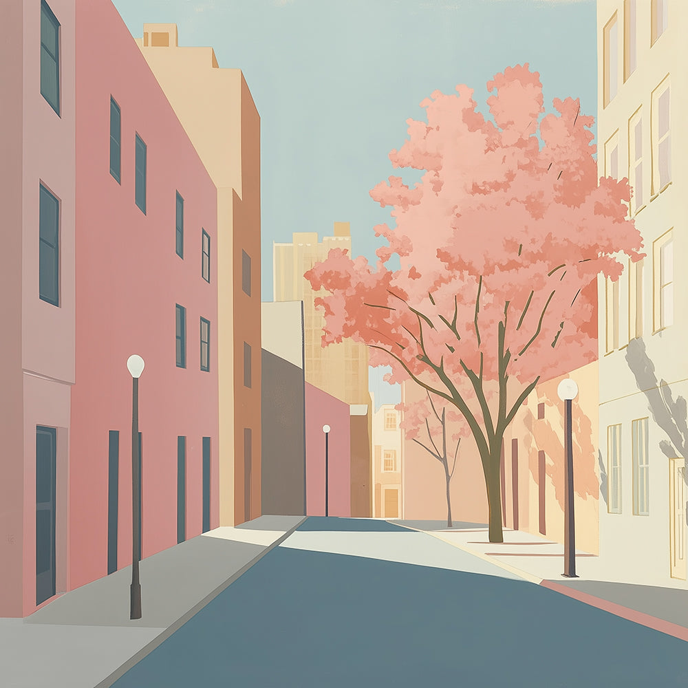 Pink Tree in the City Mini Paint by Numbers