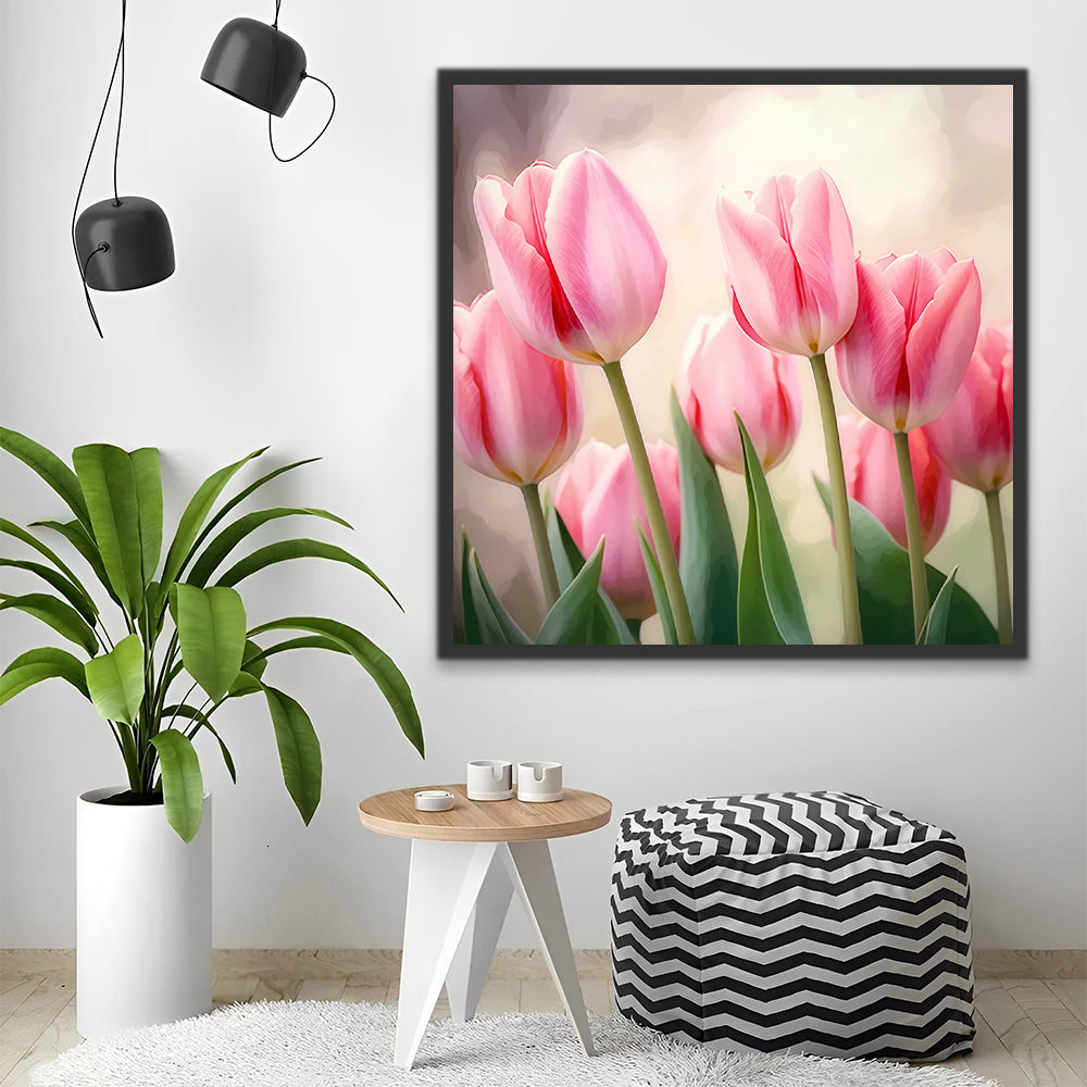 Pink Tulips Paint by Numbers