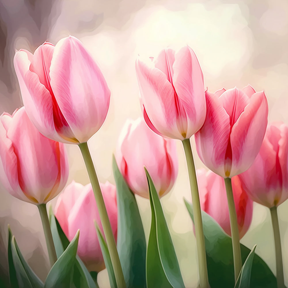 Pink Tulips Paint by Numbers