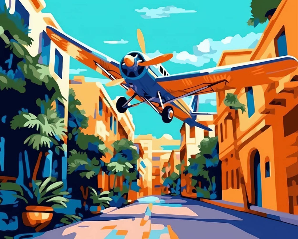 Plane in the City Paint by Numbers