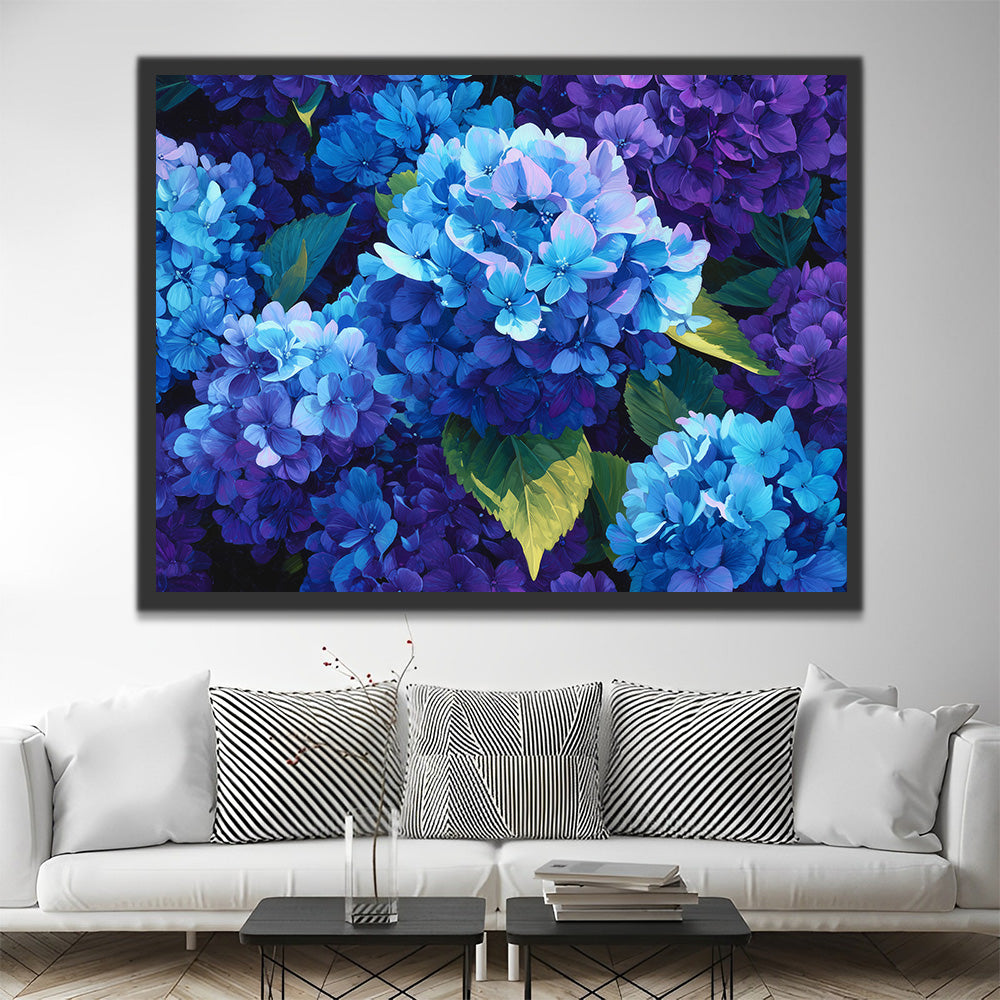 Plump Blue-Purple Hydrangea Flowers Paint by Numbers