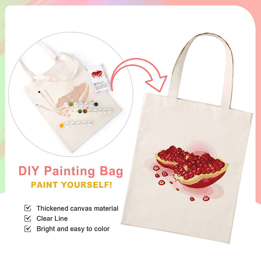 Plump Red Pomegranate Seeds Canvas Tote Bag Paint by Numbers