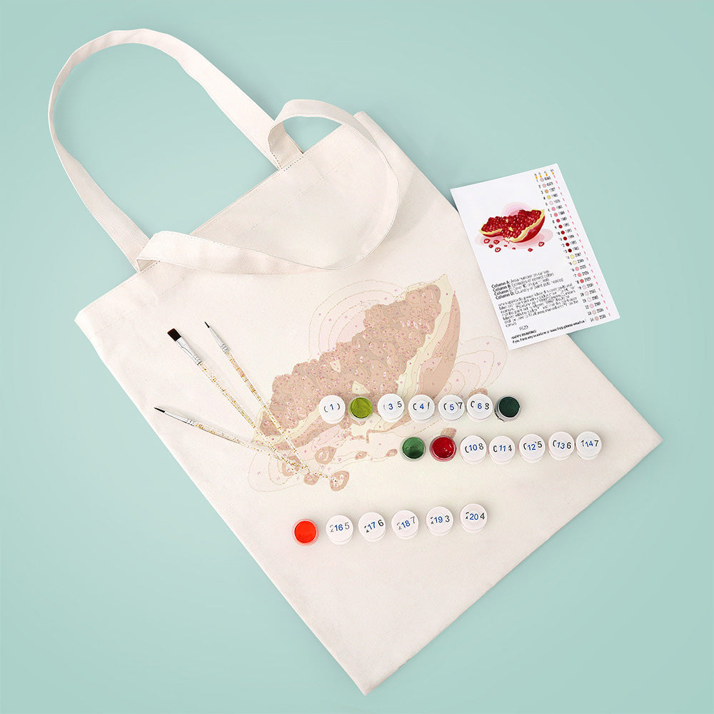 Plump Red Pomegranate Seeds Canvas Tote Bag Paint by Numbers
