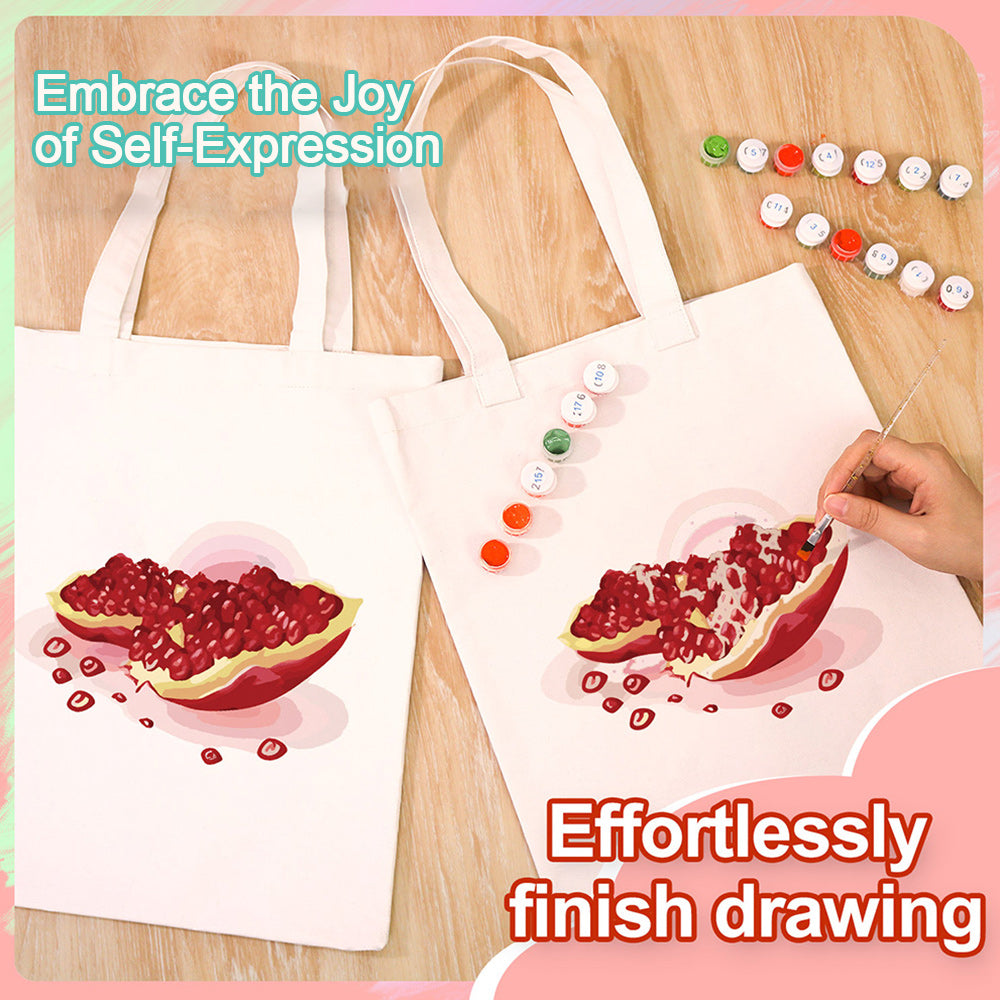 Plump Red Pomegranate Seeds Canvas Tote Bag Paint by Numbers