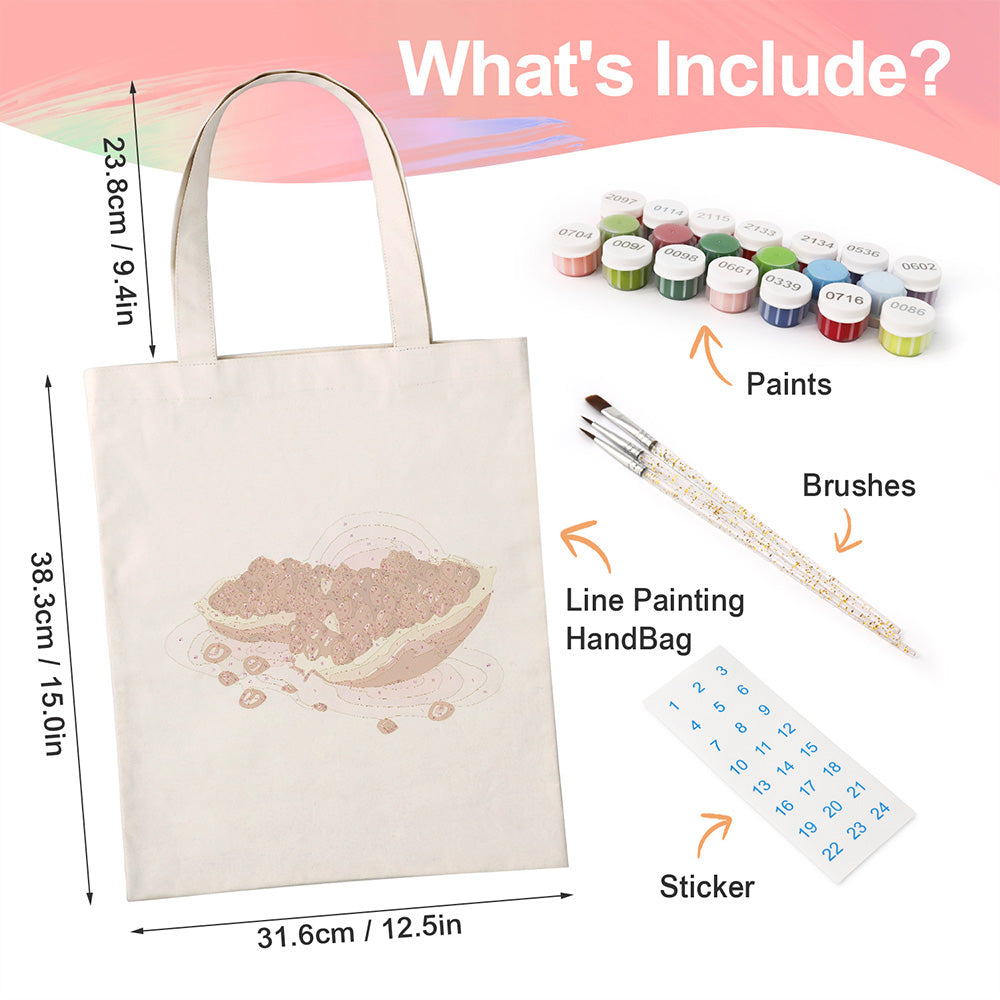 Plump Red Pomegranate Seeds Canvas Tote Bag Paint by Numbers