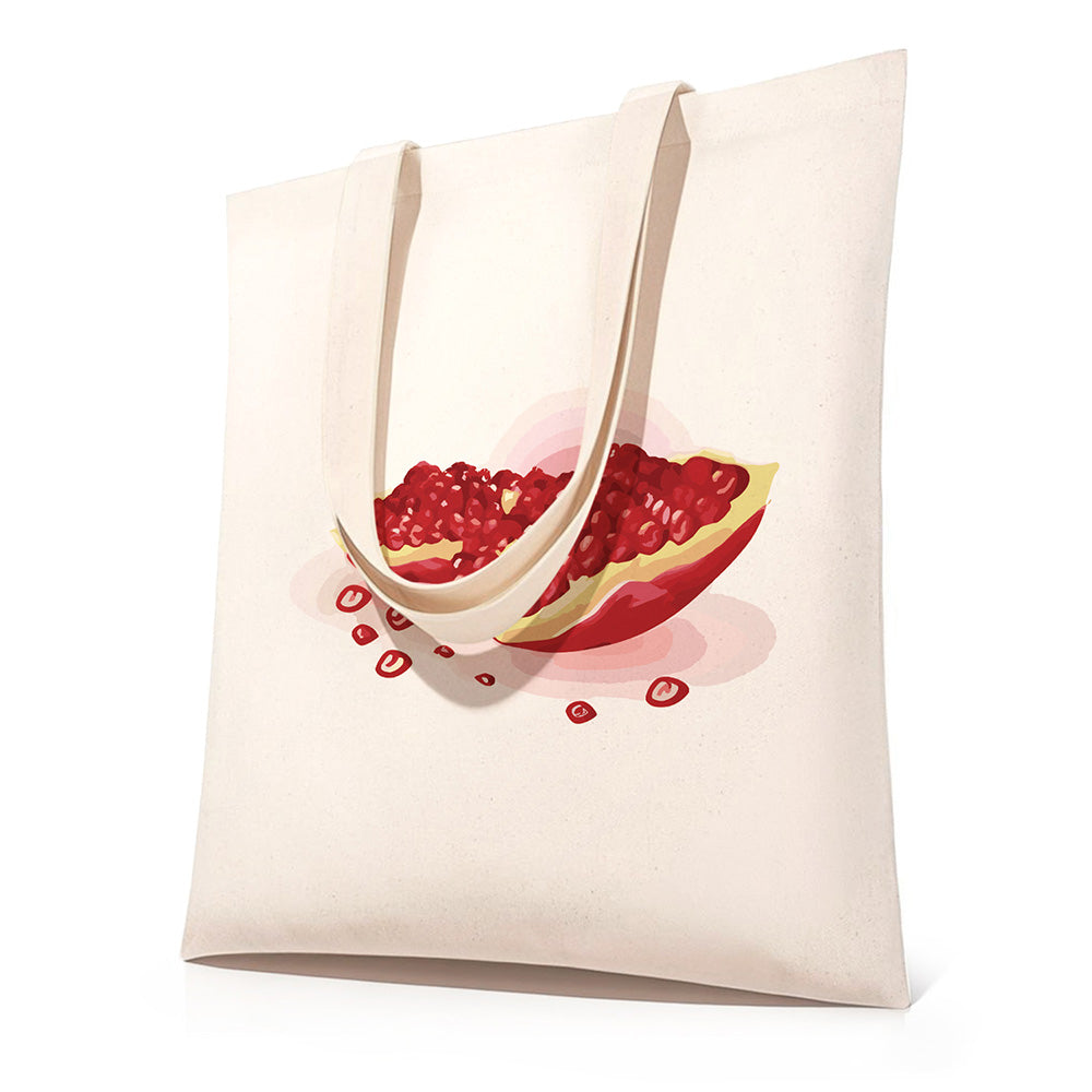 Plump Red Pomegranate Seeds Canvas Tote Bag Paint by Numbers