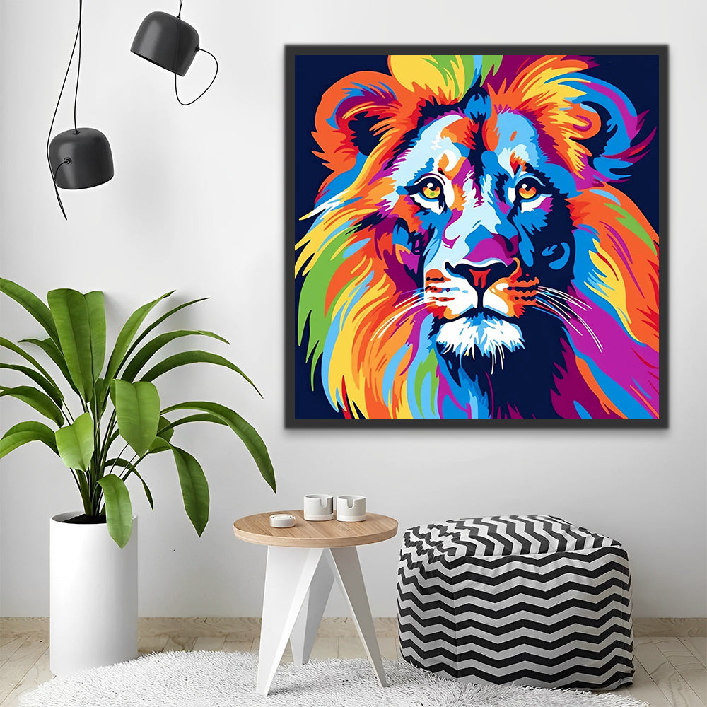 Pop-Art Colorful Lion Paint by Numbers