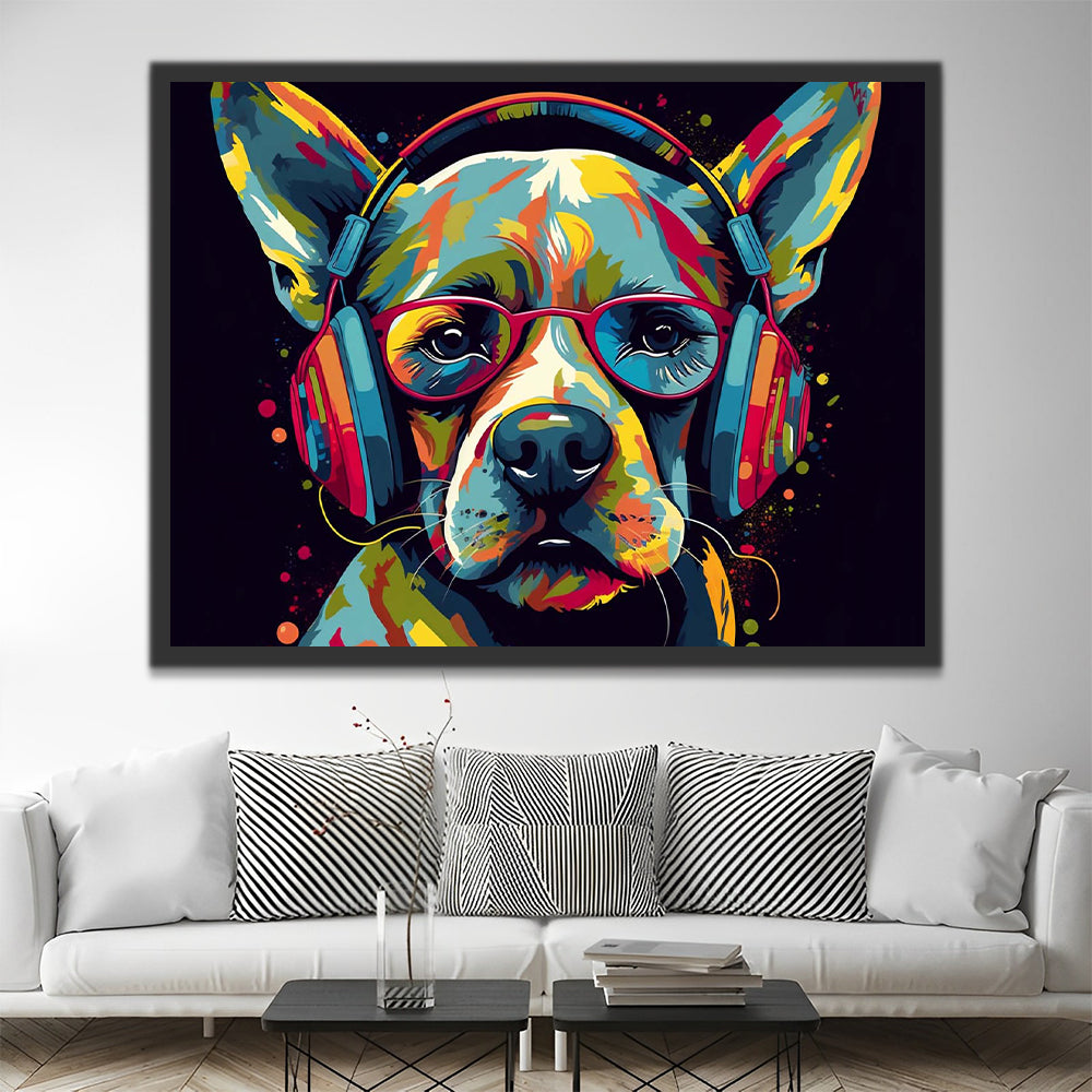 Pop-Art Dog with Glasses Paint by Numbers