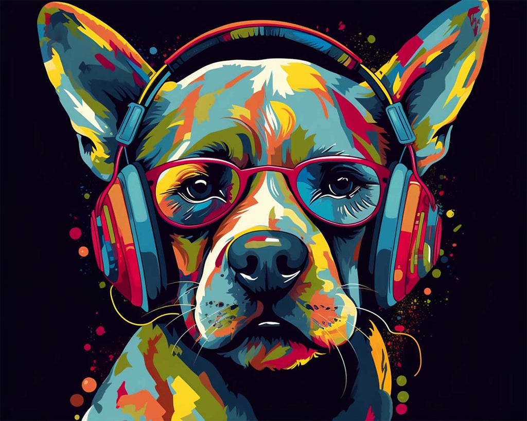 Pop-Art Dog with Glasses Paint by Numbers