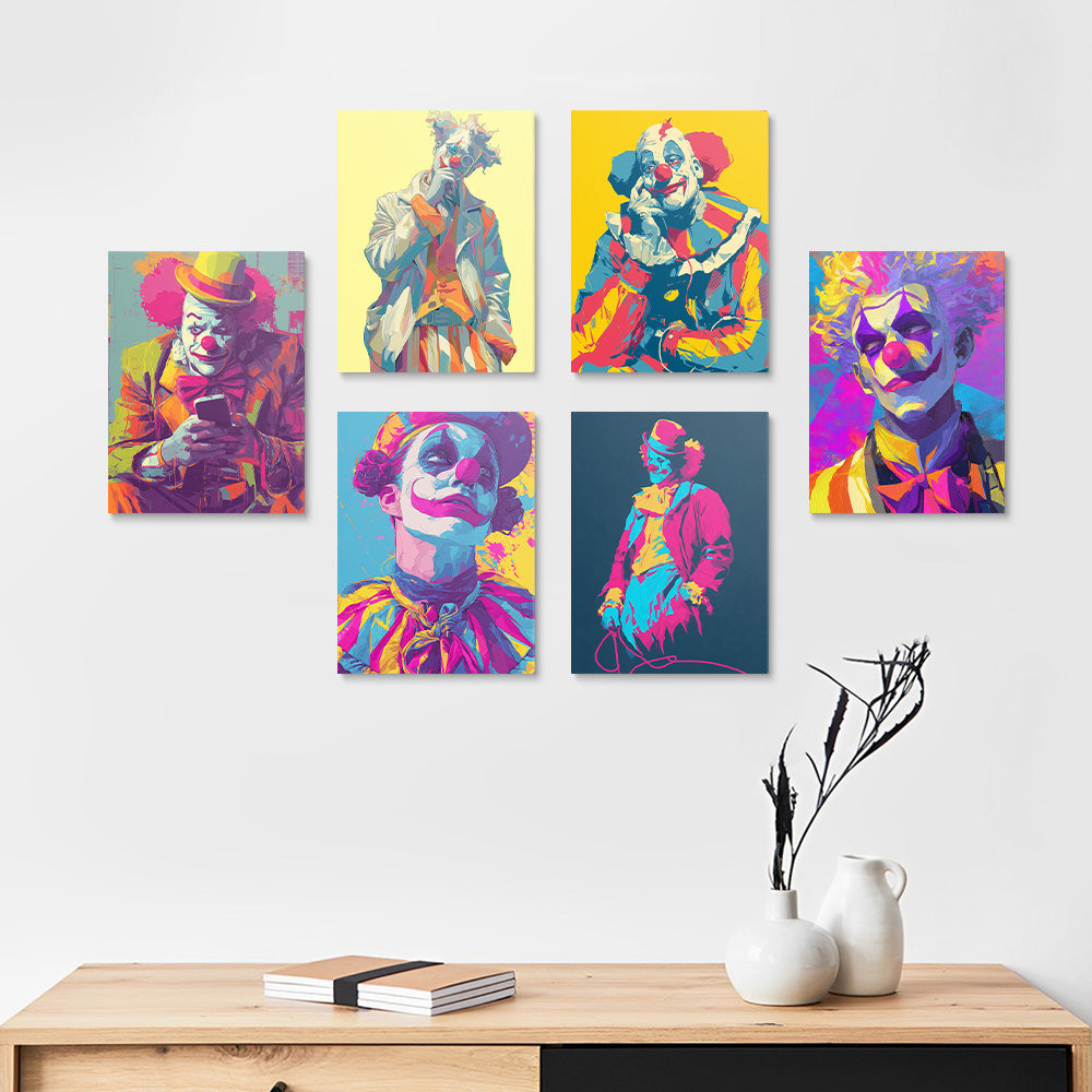 Pop Style Clown 6 Pieces Mini Paint by Numbers